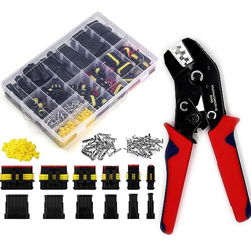 800pcs 1/2/3/4/5/6 Pin Automotive Waterproof Wire Connector with Crimper - color: 800pcs With Crimper