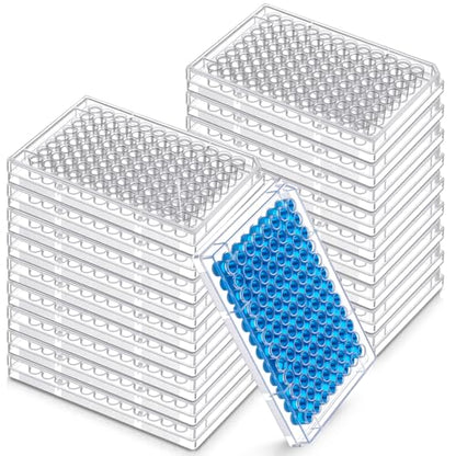 Weysat 20 Pcs 96 Well Tissue Culture Plates with Lids Flat 4.92x3.34x0.63 "