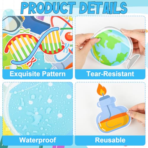 45Pcs Science Cutouts Scientist Bulletin Board Set Science Project Board Decor Chemistry Laboratory Paper Cutouts for Classroom School Wall Decoration