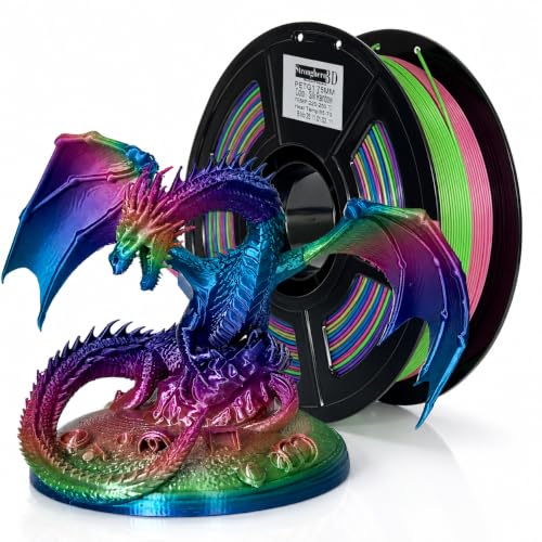 PETG 3D Printer Filament 1.75mm,Silk Rainbow,High Speed Printing 500mm/s,Multi Color,Net Weight 1kg (2.2lbs) - color: Petg Silk Rainbow