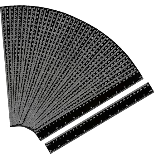 EBOOT 50 Pack 12 Inch Black Plastic Rulers Bulk for Classroom School Office - color: Black