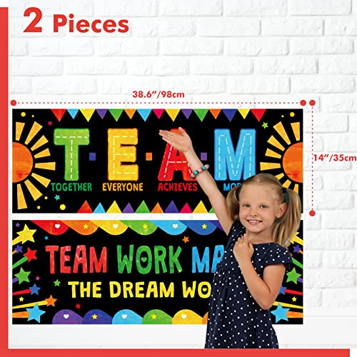 Classroom Banner Poster, 2 PCS Colorful Bulletin Board Decoration Motivational Posters for School & Classroom Kindergarten Preschool Primary Middle High School-Teamwork (Poster Tube Package) - style: Unite together