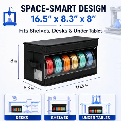 3D Printer Filament Storage Box 2-Pack - Filament Storage Container, Filament Dry Box & Waterproof Storage Box with Flip Lid, Label Slot, Foldable Filament Storage Cabinet for PLA ABS PETG TPU