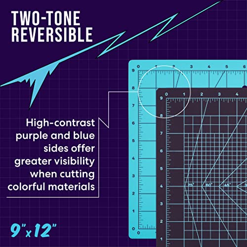 Zoid 9" x 12" Self-Healing Cutting Mat, PVC Grid Mat, Crafting and Sewing Mat for Multiple Projects, Arts and Crafts, Silhouette Cutting, Cyan/Purple BP - style: 9" X 12"