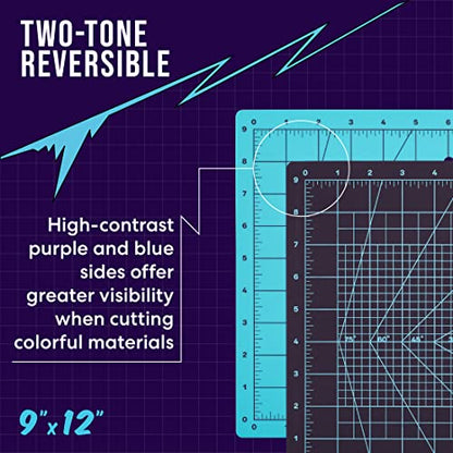 Zoid 9" x 12" Self-Healing Cutting Mat, PVC Grid Mat, Crafting and Sewing Mat for Multiple Projects, Arts and Crafts, Silhouette Cutting, Cyan/Purple BP - style: 9" X 12"