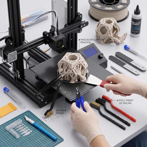 3D Printer Tool Kit, 3D Printing Accessories with Nozzle Cleaning Kit, Removal Scraper, Sanding Files, Wire Cutter & Tweezers for 3D Printer Post-Processing, Cleaning, Finishing