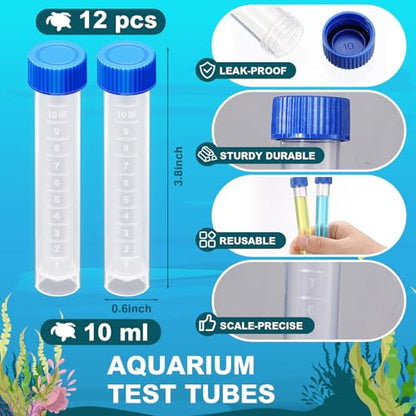 Konohan 12 Pcs 10ml Replacement Test Tubes for Aquarium Test Kits, Blue