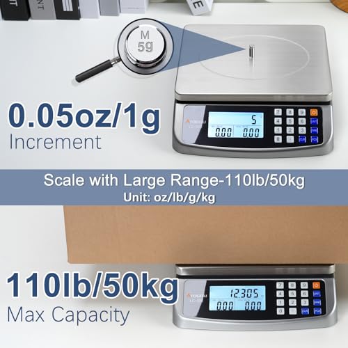 Atogou 110lb Food Scale, Commercial Kitchen Scale with Price Computing - style: Grey 110lb/50kg