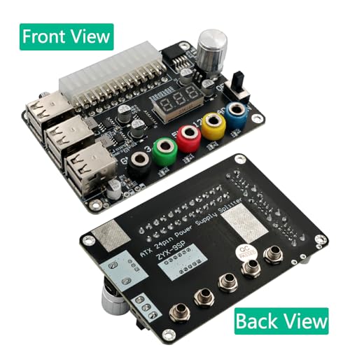 HLT ATX Power Supply Breakout Board with Adjustable Voltage Knob and 6- Port USB 2.0,and QC 2.0/QC 3.0, 3A Maximum Output,