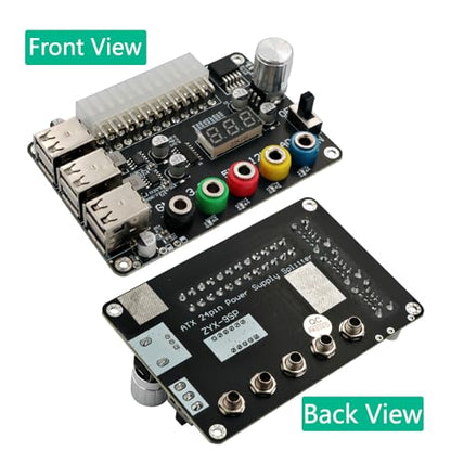 HLT ATX Power Supply Breakout Board with Adjustable Voltage Knob and 6- Port USB 2.0,and QC 2.0/QC 3.0, 3A Maximum Output,