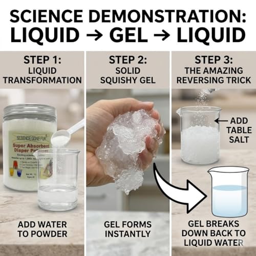 Magic Powder Super Absorbent Polymer, 16 oz Sodium Polyacrylate Powder, Instantly Turns Liquid into Slush, Science Experiments, Magic Tricks, Pranks, STEM Learning, Party Gag Gift
