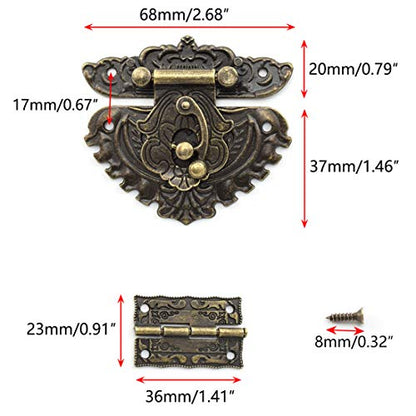 SDTC Tech Retro Jewelry Box Hinge and Engraved Hasp Latch Kit - color: B2E4