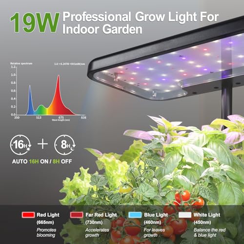 Indoor Garden System 19 Watt LED Growing Light Upgrade 2 Self-Watering Soil-Cultivated Growing Pots Gardening Gifts for Mom Plant Pot for Vegetables Herbs Tomato(No Seeds&Soil) - color: Black-a