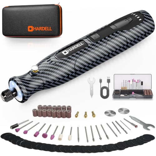 HARDELL Mini Cordless Rotary Tool for 3D Printer Sanding with 360 LED Light - color: Carbon Fiber