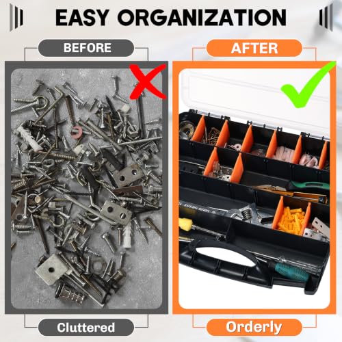 Hardware Organizer Box 21 Adjustable Compartments 2 Fixed Sections