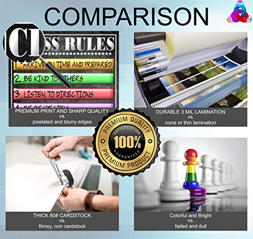 Class Rules Poster Laminated Size 14x19.5 in. Back To School Classroom Decorations Educational Posters Teacher Supplies for Preschool Kindergarten Elementary Virtual Learning Homeschool (14x20)