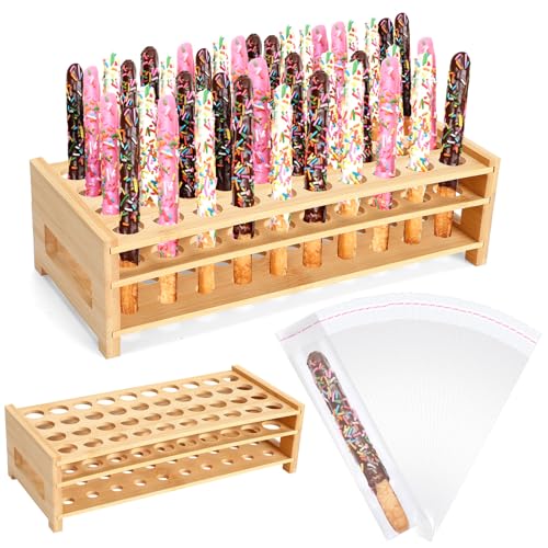 Funnymoom Pretzel Rod Holder with Pretzel Rod Bags Kit, Wooden
