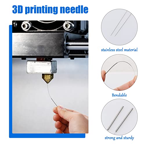50 Pieces 3D Printer Nozzle Cleaning Kit,0.4 mm Stainless Steel Needles Cleaner 3D Printer Nozzle Cleaner 3D Printer Accessory - color: 0.4mm / 50 Pieces
