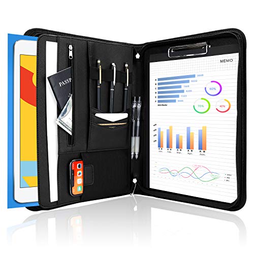 ProCase Portfolio Business Padfolio Folder with Zipper -Black - color: Black