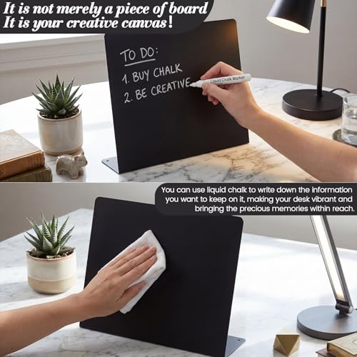 LEIFIDE 2 Pcs Black Magnet Boards Magnetic Bulletin Board Announcement Wave-Shaped Magnetic Display Board Stand Metal Desktop Memo for Menus Dining Table Home School Kitchen Office(8.5 x 11 Inch) - size: 8.5 x 11 Inch