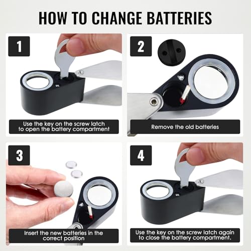 10x Foldable Pocket Magnifier Loupe with UV and LED Light for Jewelry, Rocks, Coins, and Antiques - Illuminated Magnifying Tool for Eye, Stamps, Watches, Hobbies, and Gems - color: 10x Magnification