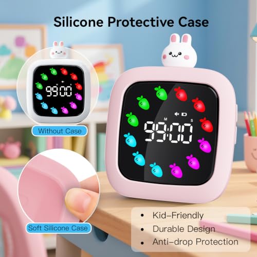 Yunbaoit Digital Visual Timer for Kids, 99-Minute Countdown, Rechargeable - color: Rabbit Doll-pink