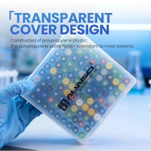 100 Well Microtube Storage Box, Blue Lockable Vial Holder Rack, 5 Pack