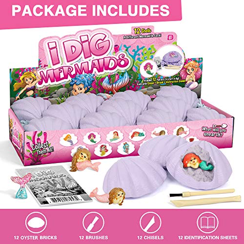 Byncceh Gamerside Mermaid Craft Digging Toys for Kids - Premium Excavation Kit, Magical Treasure Hunt Kit with 12 Set, Mermaid Toys for Girls Party Decoration Birthday Gift Ages 6-12 - color: Mermaid Craft
