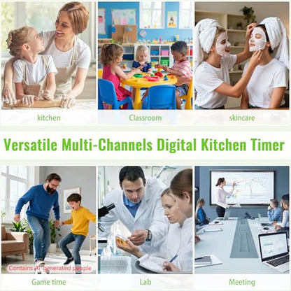 Digital Dual Kitchen Timer, Multi-Channel Triple Countdown for Cooking - color: White
