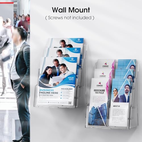 MaxGear Acrylic Brochure Holder 8.5 x 11 with Divider, 3 Tier, 2 Pack - size: 8.5"x11"-3 Tier