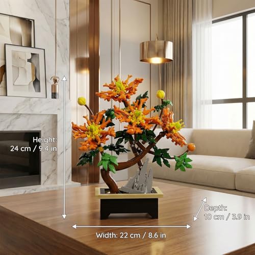 Botanicals Chrysanthemum Artificial Flowers Building Set - color: Fiery Orange
