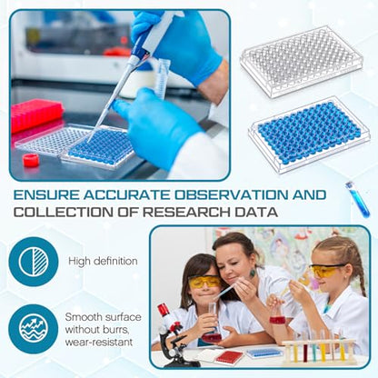 Weysat 20 Pcs 96 Well Tissue Culture Plates with Lids Flat 4.92x3.34x0.63 "