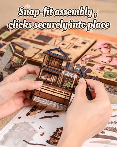 CUTEBEE Book Nook Kit for Adults, DIY Miniature House Japanese Street - color: Twilight Sakura Path