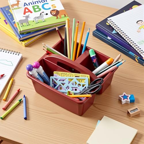 Kathfly 4 Pack Classroom Caddy Organizer with Handle Bulk, Deep Color - color: Deep Color