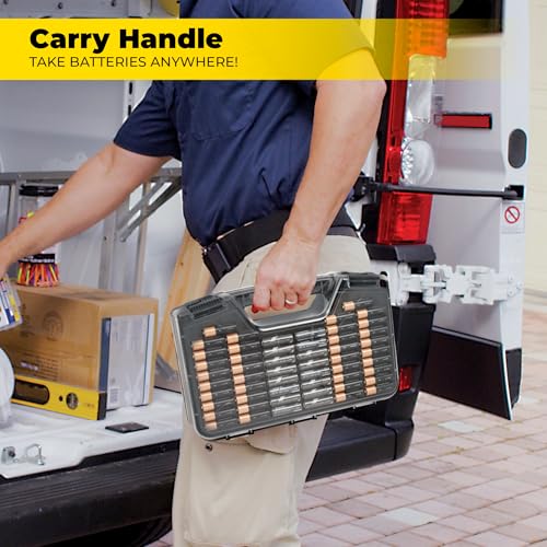 Battery Daddy Ontel Organizer Storage Case & Tester, Holds 180, Charcoal - color: Charcoal