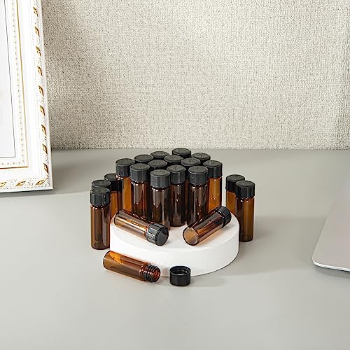 4ml Amber Small Glass Vials 100pcs with Screw Caps(100pcs) - color: Amber, size: 4ml 100pcs