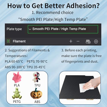 IdeaFormer-3D Flexible PET PEI Build Plate for Bambu Lab A1 Mini, Double Sided Carbon Fiber PET+Textured PEI Spring Steel Sheet 184x184mm for Bambu A1 Mini 3D Printers - color: Smooth PET+Textured PEI