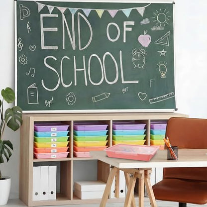 Tinlade 12 Pcs Classroom Paper Storage Bins with Lids, Macaron, 13x10in - color: Macaron