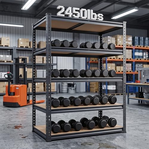 Garage Storage Shelves 36" W x 16" D x 72" H, 2500 LBS Heavy Duty Shelving Unit 5-Tier Adjustable, Extra Wide Boltless Metal Storage Rack for Garage Warehouse Basement - size: 36''W x 16''D x 72''H