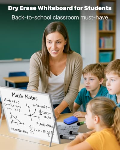 Marsrock Dry Erase White Board with Stand, Double-Sided Whiteboard 16"x12" - color: Blank Board, size: 16"x12"