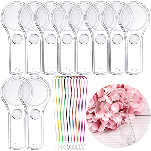 50 Pack Magnifying Glass for Kids, 15x and 5X Handheld Portable Magnifier for Home, Magnify Glasses Lens with 50 Lanyard for School Students Outdoor Explorer, Science Observation and Reading