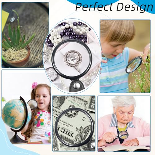 2 PCS 10X Small Magnifying Glass, 1.97 in Pocket Magnifying Glass, Mini Folding Magnifier with 360° Rotating Protective Case for Seniors Reading, Kids Exploration, Jewelry & Coin Inspection