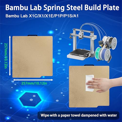 Build Plate for Bambu Lab P1S P2S A1 X1C X1 X1E P1P: PEI Build Plate Double-Sided Textured Flexible PEI Spring Steel Build Platform, 3D Printer Build Surface for 3D Printing Hobbyist, 257 X 257mm - style: Textured PEI+Textured PEI