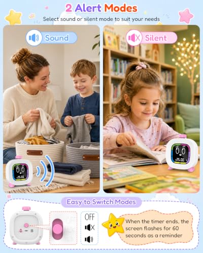 Digital Visual Timer for Kids ADHD, 99-Minute Countdown, Rechargeable - color: Pink