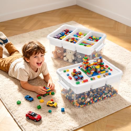 Citylife 17 QT Plastic Storage Box Building Baseplate Lid Removable Tray - size: 1 Pack-17 QT