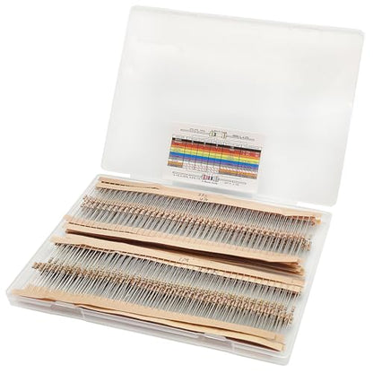 Minidodoca1040 Pcs 26 Values Resistor Kit 1 Ohm-1M Ohm with 5% 1/4W Carbon Film Resistors Assortment - style: 1/4W-26values-1040Pcs-Carbon