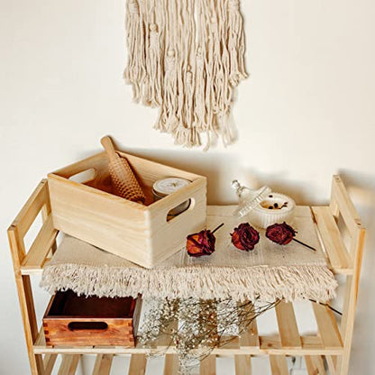 Creative Deco Large Wooden Crate Nesting Crate Handles - color: Beige, size: L