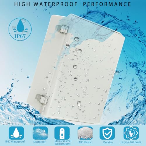 Outdoor Waterproof Electrical Box Junction Box Weatherproof IP67 ABS Plastic Enclosure Switch Router Project Box Electronics Enclosure with Mounting Plate Wall Bracket Grey 14.6"x10.6"x5.9" - color: Grey, size: 14.6" x 10.6" x 5.9"
