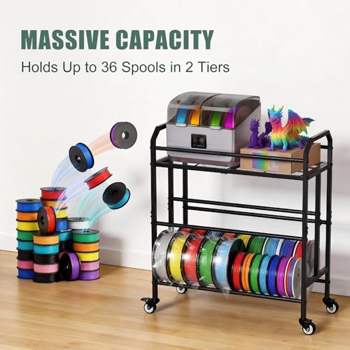 3D Printer Filament Storage Rack Filament Spool Holder with Wheels