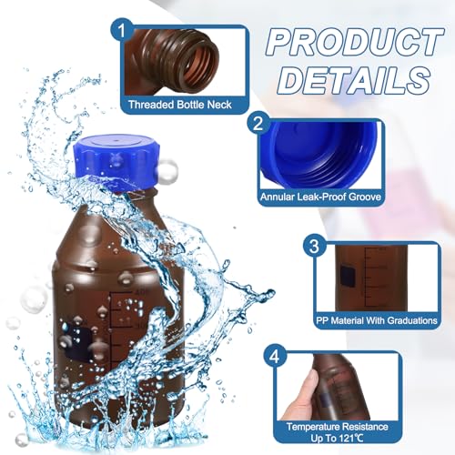 PATIKIL 500ml Media Storage Bottles,2pcs Plastic Graduated Bottle, Brown - color: Brown, size: 500ml
